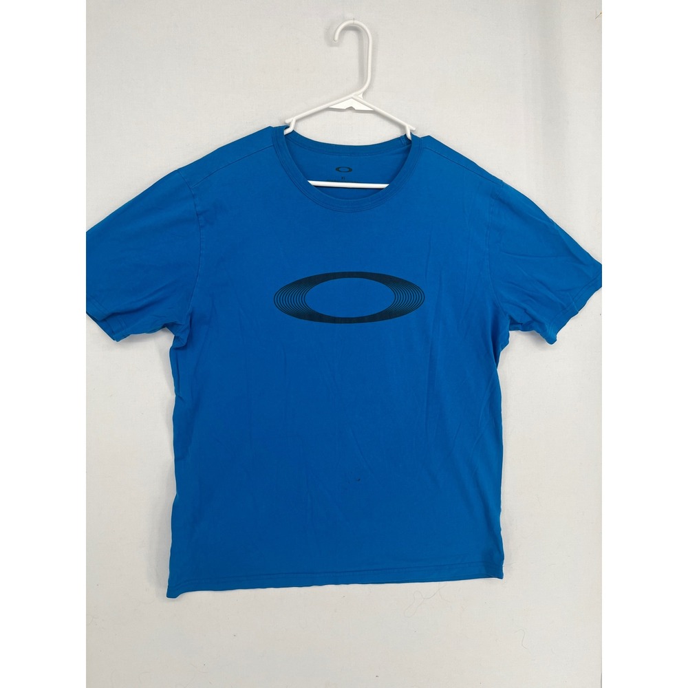 Oakley Mens Graphic T-Shirt XL Blue Regular Fit Short Sleeve Cotton Logo Tee
